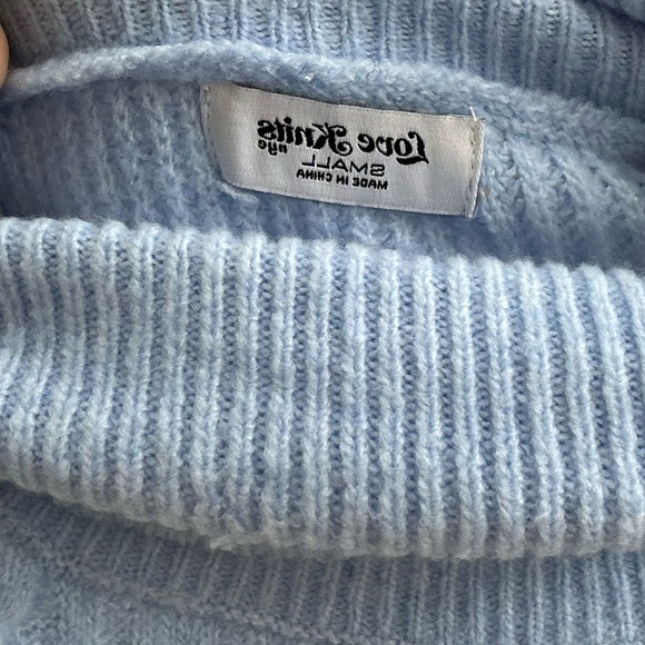 Cropped Cable Knit Turtle Neck Stripe Sweater - Picture 6 of 6